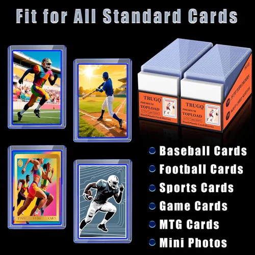 Vista 4 de 400 fundas para tarjetas de carga superior para tarjetas, protectores de tarjetas de béisbol de 3" x 4", cargadores superiores de plástico duro