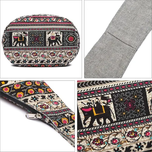 Vista 212 de Bolsa de hombro para mujer, de lona en estilo hippie/bohemio para llevar cruzada al hombro, disponible en diferentes colores y estampados