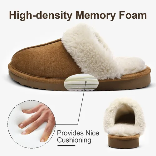 Vista 4 de Litfun Pantuflas mullidas de espuma viscoelástica para mujer, zapatos de invierno para interiores y exteriores