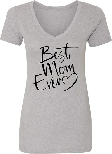 Vista 37 de Go All Out Script Best Mom Ever Heart Idea - Camiseta con cuello en V para mujer