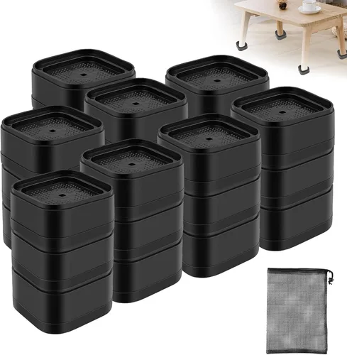 Vista 2 de Tefola Elevadores de cama ajustables para muebles, apilables, resistentes, bloques de elevación de cama cuadrados, elevadores de patas de escritorio