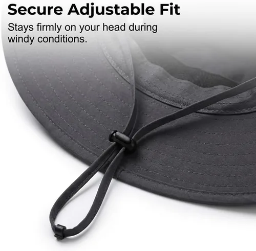 Vista 8 de Sombrero de ventilador alimentado por energía solar, con 2 ventiladores de carga solar USB extraíbles, sombrero de ala ancha para pesca al aire