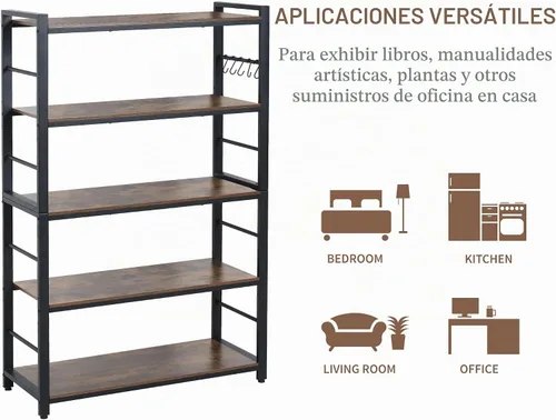 Vista 4 de Estante para panaderos de 5 niveles, soporte para horno de microondas con estantes, estante de almacenamiento de utilidad de 5 niveles con 5