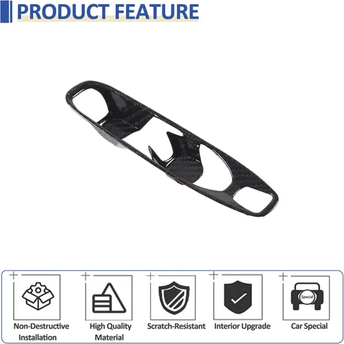 Vista 3 de Daeiclru Cubierta de panel de botón de palanca de cambios de fibra de carbono real compatible con Chevrolet Corvette C8 2020-2023, accesorios