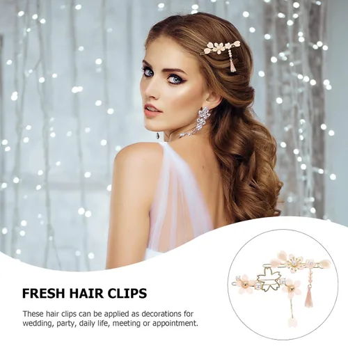 Vista 8 de 2 pinzas para el pelo con perlas dulces, alfileres de aleación para el cabello, pasadores para mujeres, niñas y adolescentes