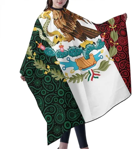 Vista 2 de Bandera de cachemira de México para salón de belleza, capa de corte de pelo para peluquería y peluquería delantal, accesorio de peinado para unisex