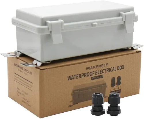 Vista 12 de MAKERELE - Caja de conexiones exterior pequeña impermeable para exterior con cerradura y soporte de pared 5.9" x 3.9" x 2.8" (150x100x70mm) con tapa