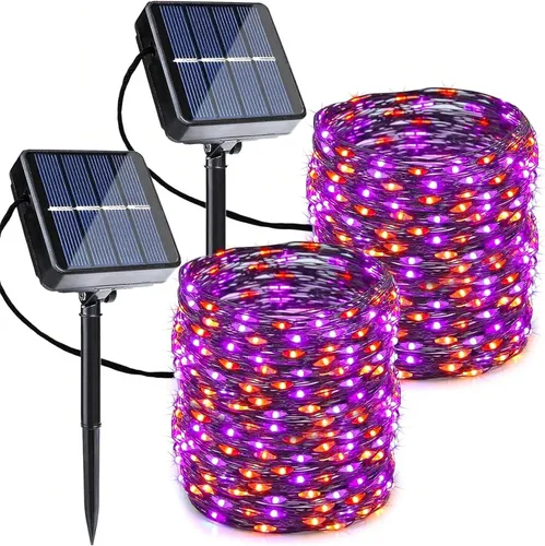 Vista 14 de Joomer - Cadena de luces solares de hadas, 2 paquetes de un total de 80 pies, 240 luces LED, impermeables, 8 modos de iluminación para patio, cerca