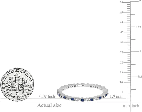 Vista 3 de Dazzlingrock Collection Anillo de boda redondo de zafiro azul y diamante blanco para mujer en oro macizo