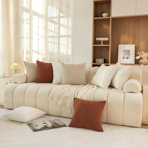 Vista 5 de Juego de 2 fundas de almohada neutras para otoño, 18 x 18 pulgadas, color beige, para cama, almohadas decorativas para sofá