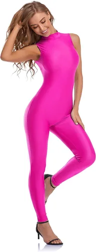 Vista 2 de speerise - Overol de elastano para mujer, con cremallera, sin mangas, ajustado al cuerpo, leotardo para disfraz