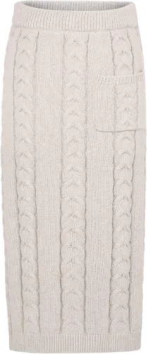 Vista 3 de CHARTOU - Conjunto de 2 piezas de suéter y falda larga de punto grueso trenzado para mujer, para invierno