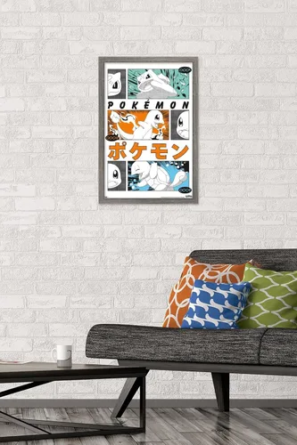 Vista 2 de Pokémon - Póster de pared de anime Trio, 22.4 pulgadas de largo x 14.7 pulgadas de ancho, versión enmarcada de madera de granero Versión enmarcada