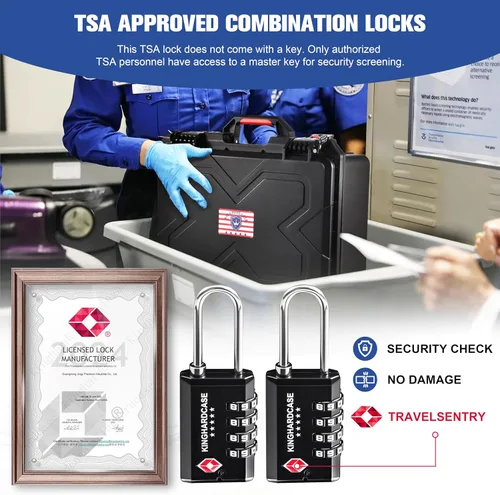 Vista 2 de Kinghardcase Paquete de 2 cerraduras de pistola aprobadas por la TSA, cerraduras de combinación de 4 dígitos para estuche de armas, caja