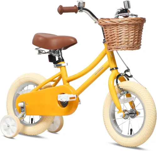 Vista 41 de Petimini Vintage Kids Bike for Girls, 12–20 Inch Classic Bicycle with Wicker Basket & Bell, High Tensile Steel Frame, Training Wheels (12–18”), 85%