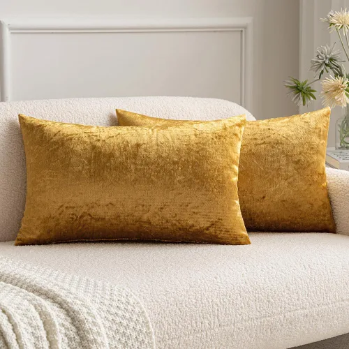 Vista 92 de MIULEE Paquete de 2 fundas de almohada de terciopelo decorativas rectangulares lumbares, fundas de cojín suaves sólidas para sofá, sofá, dormitorio