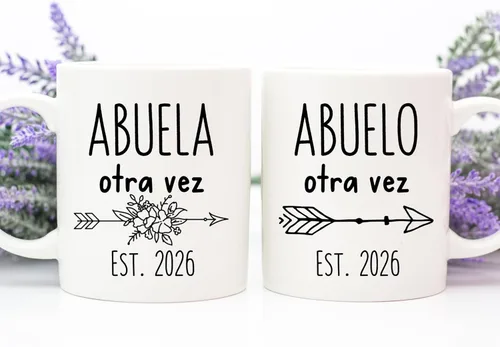 Vista 5 de Fabby Gifts Juego de tazas de Abuela And Abuelo Otra Vez - Regalo para Abuela, Abuelo - Anuncio de Embarazo - Regalo de anuncio de embarazo