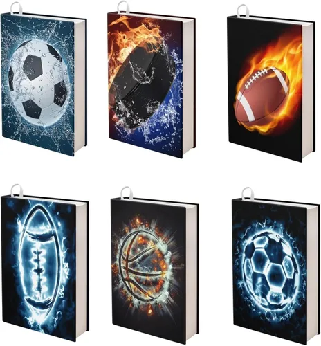 Vista 20 de Rnyleeg Paquete de 6 fundas protectoras de libros de bolsillo para niños, con temática deportiva, elástica, para amantes de los libros, estudiantes