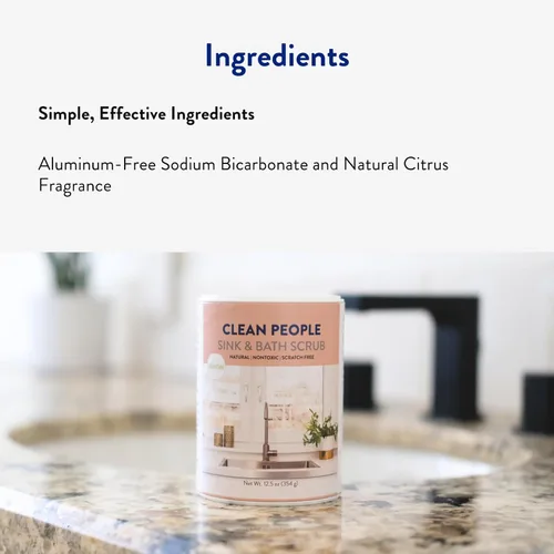Vista 5 de THE CLEAN PEOPLE Exfoliante para fregadero y baño: frota suavemente las manchas difíciles, la grasa y la mugre, pule los arañazos y elimina