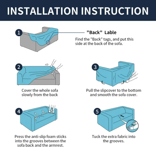 Vista 5 de Funda elástica para sofá (77-85 pulgadas), protector de elastano para muebles con tela de patrón a cuadros y parte inferior elástica para perros