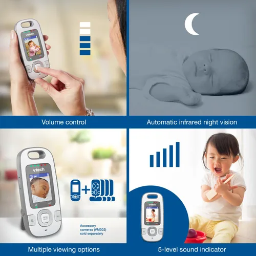 Vista 21 de VTech Safe & Sound vídeo para monitor de bebé con visión nocturna IR automática, Blanco/Gris