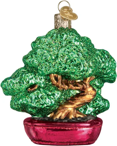 Vista 5 de Old World Christmas Adorno soplado de cristal de pino ponderosa azul para árbol de Navidad, decoración navideña artesanal, colección Nature