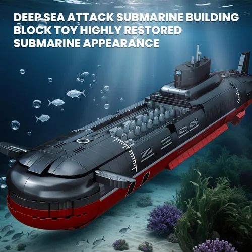 Vista 3 de Reobrix Juego de construcción de submarino nuclear para adultos, kit de modelo de submarino nuclear de clase tifón, decoración coleccionable