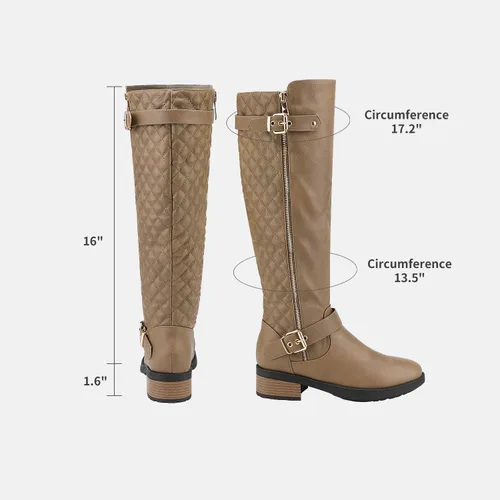 Vista 2 de DREAM PAIRS - Botas de montar de invierno para mujer, cómodas, hasta la rodilla y de pantorrilla ancha