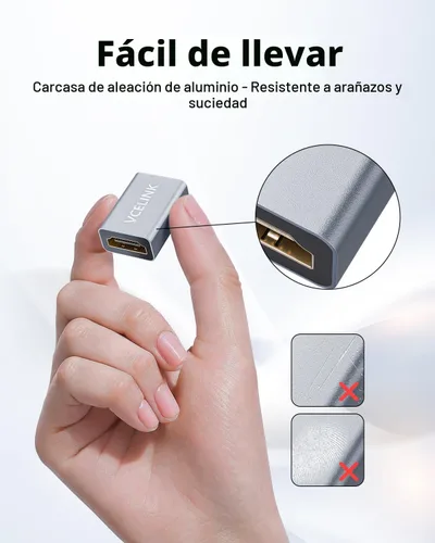 Vista 9 de VCELINK Acoplador HDMI 8K, adaptador de extensión HDMI 2.1 hembra a hembra