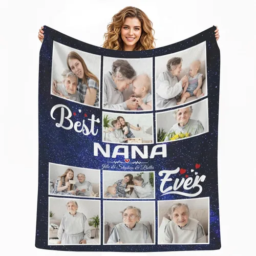 Vista 17 de HUGLAZY Manta personalizada con fotos y texto, manta de franela para parejas de adultos, regalo para cumpleaños, Día del Padre, Día de la Madre, Día