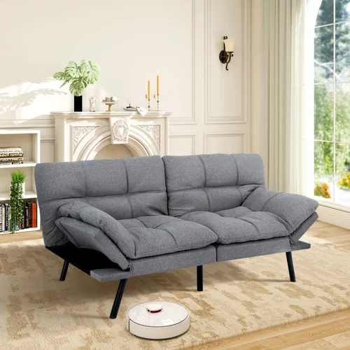Vista 9 de MUUEGM Sofá cama futón de espuma viscoelástica, moderno sofá de oficina, cama convertible para espacios pequeños, apartamento, oficina, con respaldo