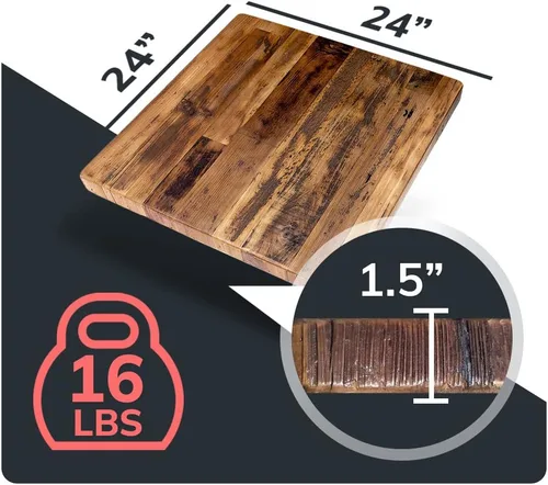 Vista 2 de Mesa de madera recuperada, pieza de madera reciclada rústica perfecta para cocinas, comedor y mesas auxiliares