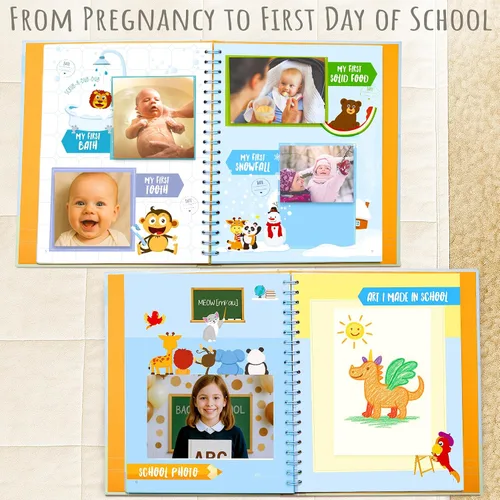 Vista 5 de Libro de recuerdos de bebé para niño o niña First 5 Años Baby Keepsake