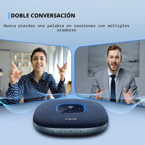 Vista 5 de Anker PowerConf S3 - Altavoz con 6 micrófonos, captación de voz mejorada, tiempo de llamada 24 horas, control de aplicaciones, Bluetooth 5, USB C