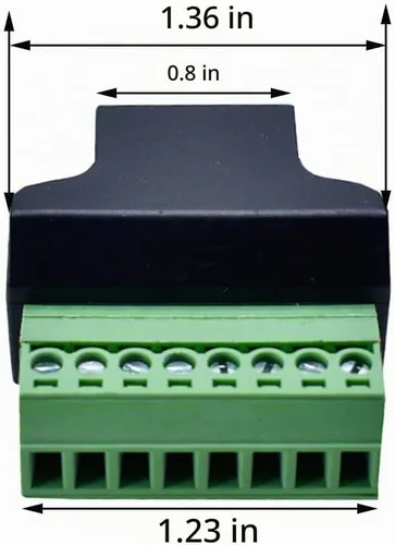 Vista 2 de Bloque de terminales de tornillo hembra 8P8C RJ45 a 8Pin para Cat5