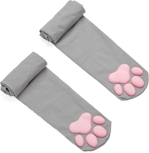 Vista 17 de Juego de calcetines altos en 3D con pata de gato y accesorios para Juego de 4 piezas color negro