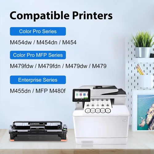 Vista 2 de myCartridge Cartuchos de tóner 414X (paquete de 4 (con chip), repuesto compatible para HP 414X 414A para HP Color Laserjet Pro MFP M479FDW M479fdn