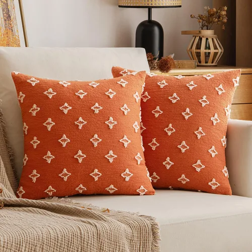 Vista 15 de EMEMA Juego de 2 fundas de cojín decorativas de jacquard, diseño de flores de sol, para sofá, cama, sala de estar, dormitorio, 16 x 16 pulgadas