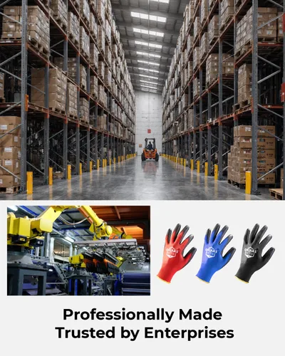 Vista 7 de OKIAAS Guantes de trabajo ultrafinos y ligeros para hombre con agarre, 12 pares, color negro, talla S