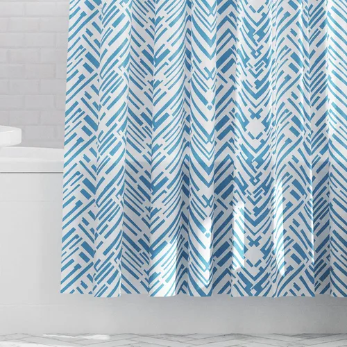 Vista 6 de Zenna Home Cory Chevron - Cortina de ducha impermeable de PEVA, gris y azul, 70 x 72 pulgadas