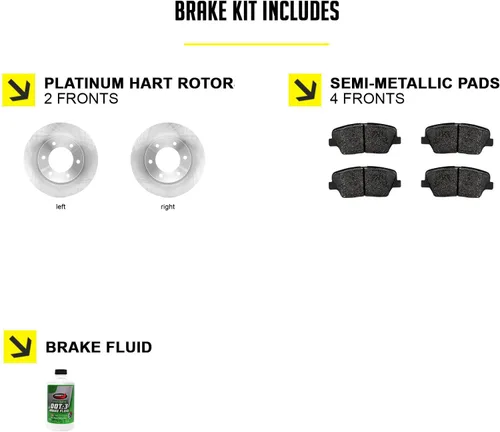 Vista 2 de Hart Brakes Kit Frenos y Rotores Delanteros Pastillas de Freno Delantero Rotores y Pastillas de Freno Pastillas de Freno y Rotores Semimetálicos