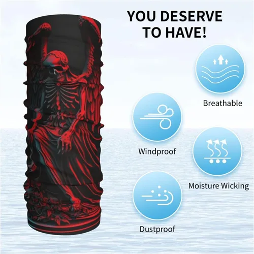 Vista 5 de HERRECX skull grim reaper skeleton angel god red Neck Gaiter Face Cover Scarf Balaclava Bandana for Women Men Gaiter Mask for Motorcycle Cycling