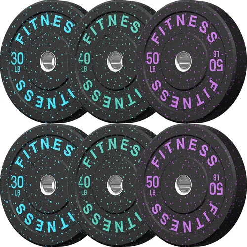 Vista 18 de HANDBODE 2-Inch High-Bounce Bumper Plates, Olympic Weight Set, 10-650 lb