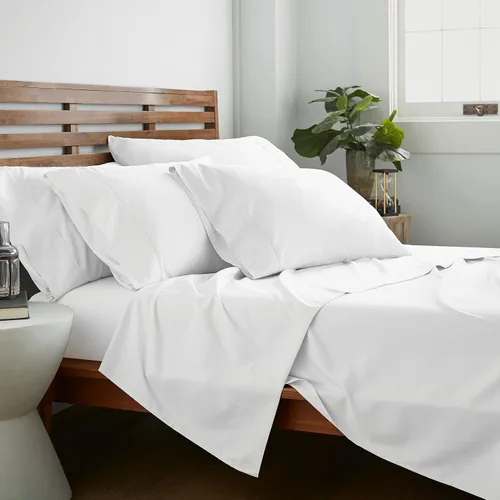 Vista 9 de American Home Collection - Juego de sábanas y fundas de almohada estampadas de 6 piezas, con 14 pulgadas de caída; sábanas de microfibra con doble