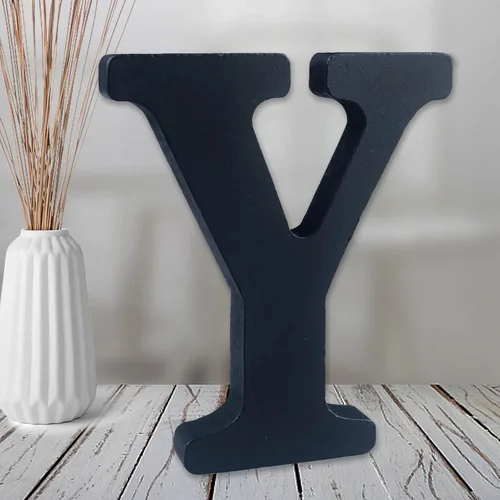Vista 31 de AOCEAN Letras de madera negra de 6 pulgadas Letras de madera sin terminar para decoración de pared Letras decorativas de pie Rebanadas Tablero
