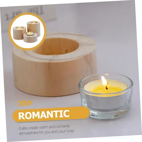 Vista 7 de PRETYZOOM Juego de 3 portavelas de madera elegante para velas de té y decoración del hogar