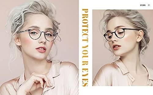 Vista 2 de K KENZHOU Blue Light Blocking Glasses Women Round Rim Frame Eyeglasses