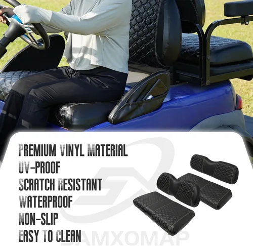 Vista 6 de Fundas de asiento delantero y trasero para carrito de golf, impermeables y resistentes al sol, de piel de vinilo de grado marino, accesorios