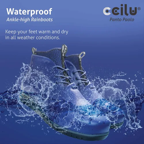 Vista 3 de Ccilu Panto Paolo - Botas de lluvia impermeables para hombre, Azul Aurora