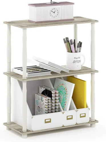 Vista 58 de Furinno Turn-N-Tube - Estantes de almacenamiento, estante para libros de 3 niveles, estante esquinero, estantes abiertos sin herramientas